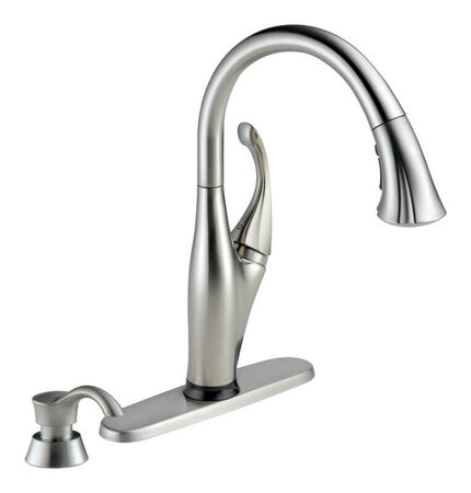 Delta Touch2O Addison One Handle Stainless Steel Pull Out Kitchen Faucet Side Sprayer Included